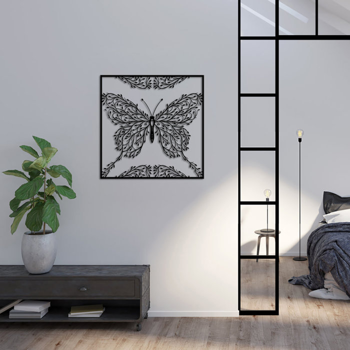 Red Barrel Studio® Metal Wall Art Butterfly Pierced Wall Home Office